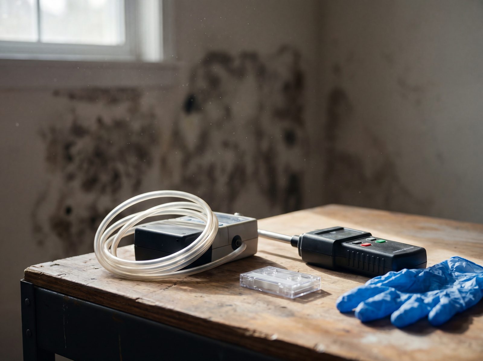 Mold and indoor air quality testing scene